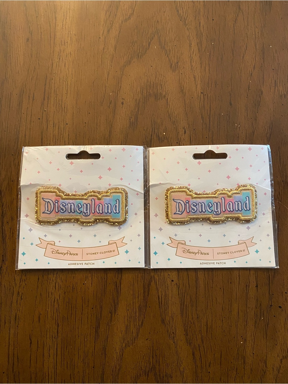 Disney Disneyland Pastel Rainbow Patch with Gold Trim